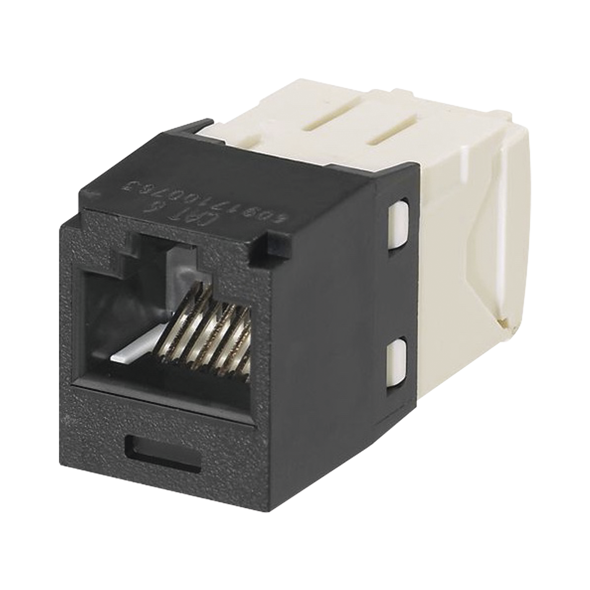 Conector Jack RJ45 Estilo TG, Mini-Com, Categoría 6, de 8 posiciones y 8 cables, Color Negro Conector Jack RJ45 Estilo TG, Mini-Com, Categoría 6, de 8 posiciones y 8 cables, Color Negro